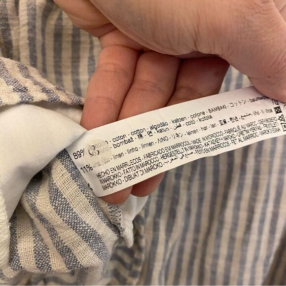 Zara linen white blue striped belted button front romper jumpsuit sailor XS - Picture 13 of 13